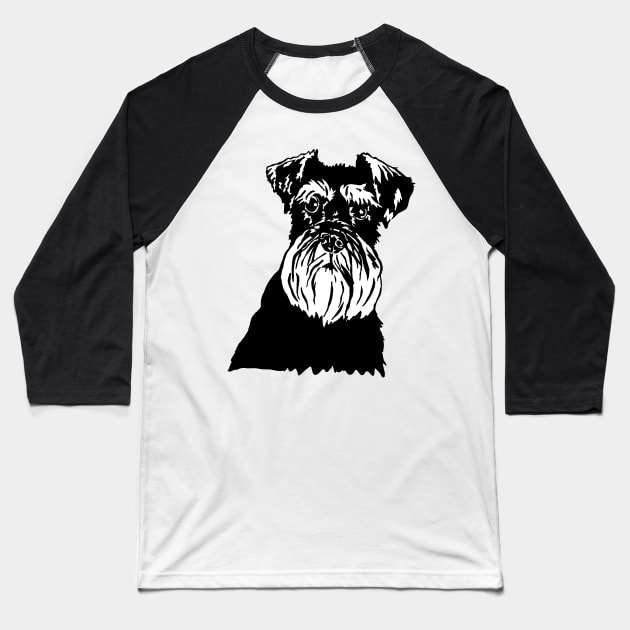 Mabel the Miniature Schnauzer Dog Linoprint Baseball T-Shirt by NattyDesigns